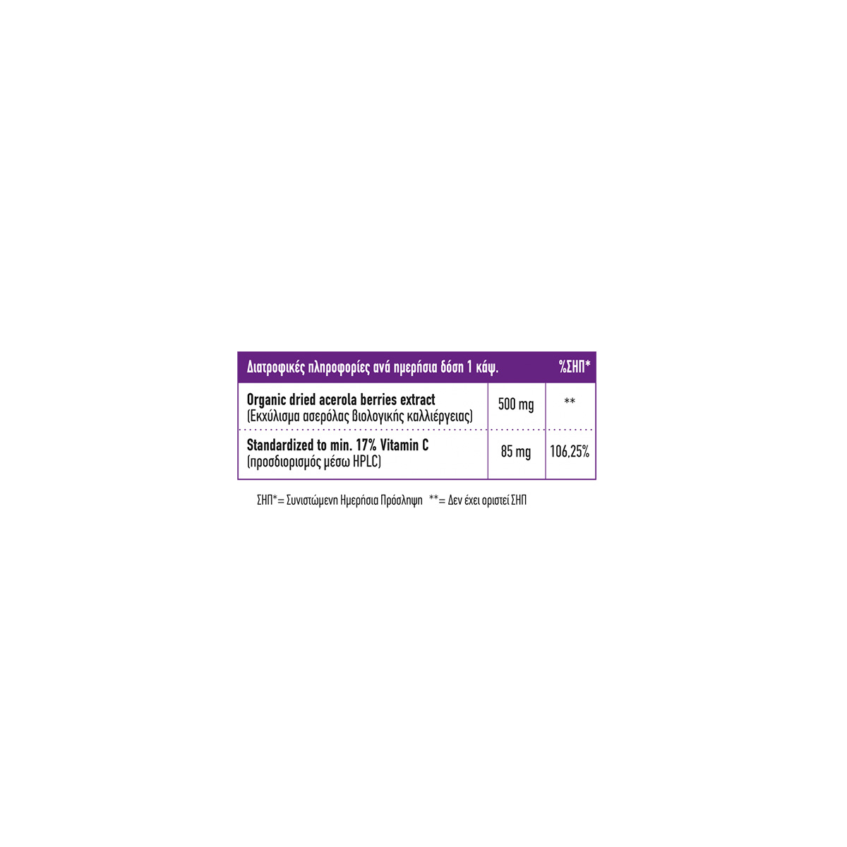 Acerola Bio 500 mg Full Health 100 φυτικές κάψουλες - Image 2