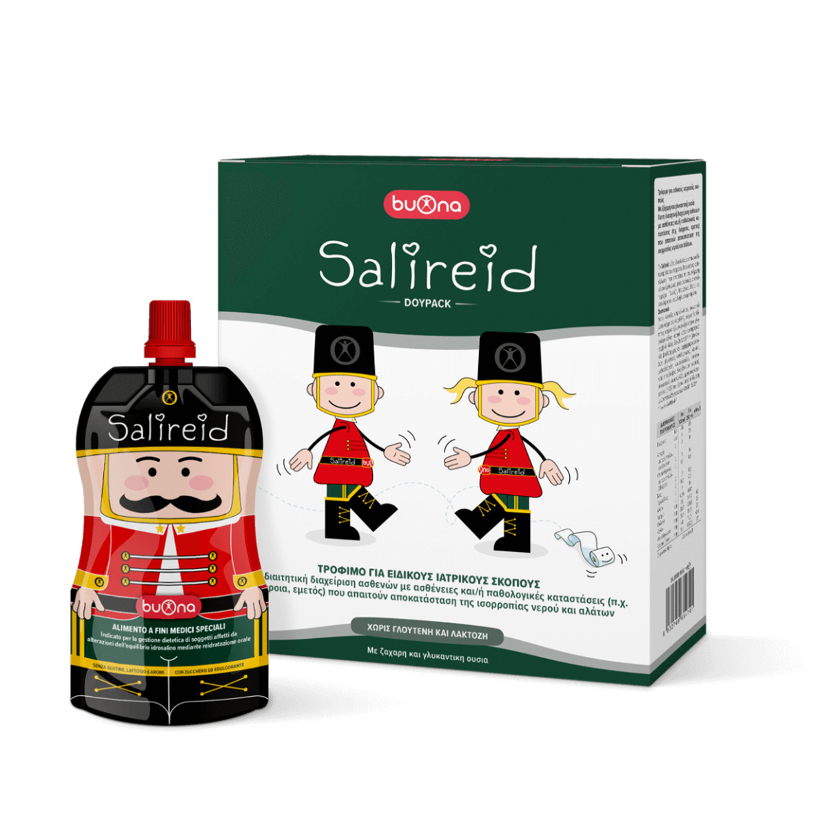 Salireid για αποτελεσματική ενυδάτωση σε περιπτώσεις διάρροιας ή εμετού Buona 4 x 250mL