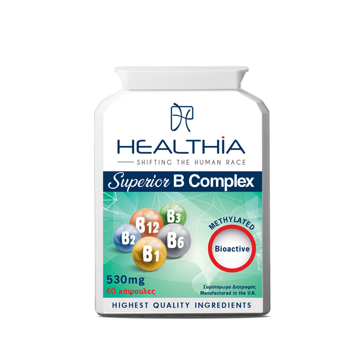 Superior Methylated B Complex 530mg Healthia 60 κάψουλες