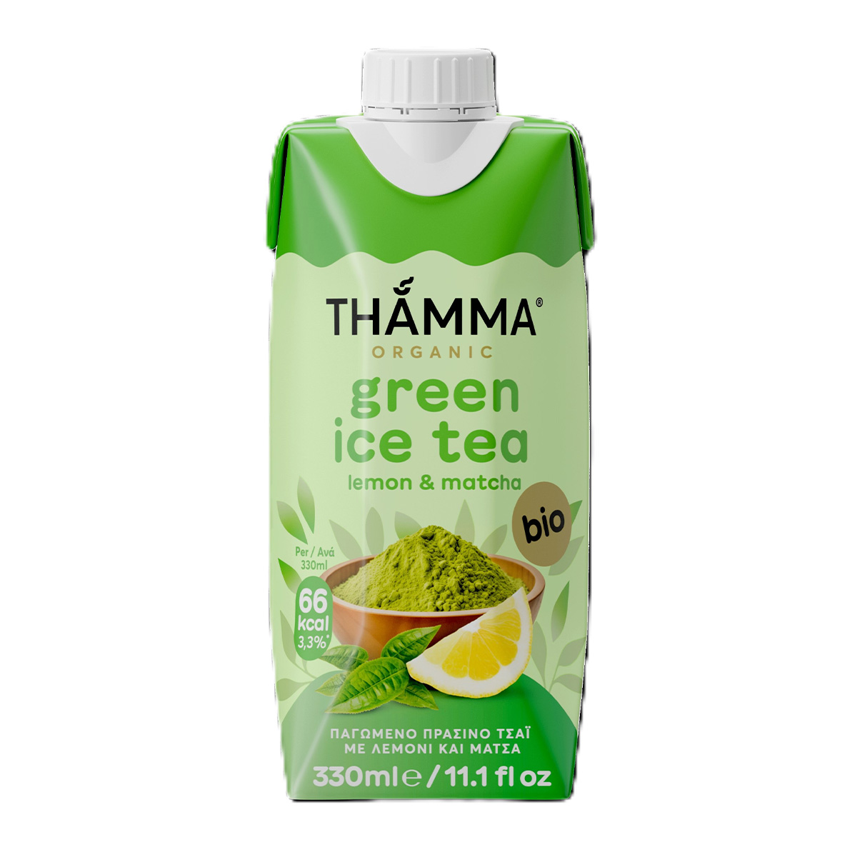 Βιολογικό Παγωμένο Πράσινο Τσάι Λεμόνι Thamma 330mL